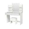 Makeup Vanity, Vanity Desk With Stools & 2 Drawers, LED Mirror And 10 Light Bulbs, 4 Open Storage Shelves, Dressing Table For Bedroom White - 4 of 4