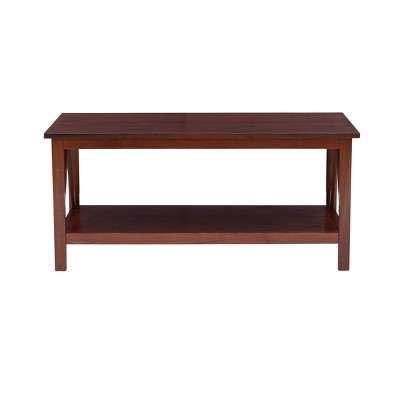 Antique Tobacco Triangular Wood Coffee Table with Storage