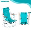 Sevobal Outdoor Portable Chairs 2PCS Reclining Beach Chair Set with Cup Holder and Headrest for Lawn Patio Deck Garden, Blue, 23"*21.7"*31.5" - 3 of 4