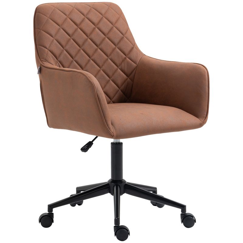 Vinsetto Mid Back Modern Home Office Chair Swivel Computer Desk Chair with Adjustable Height, Microfiber Cloth, Diamond Line Design, and Padded Armrests, 4 of 9