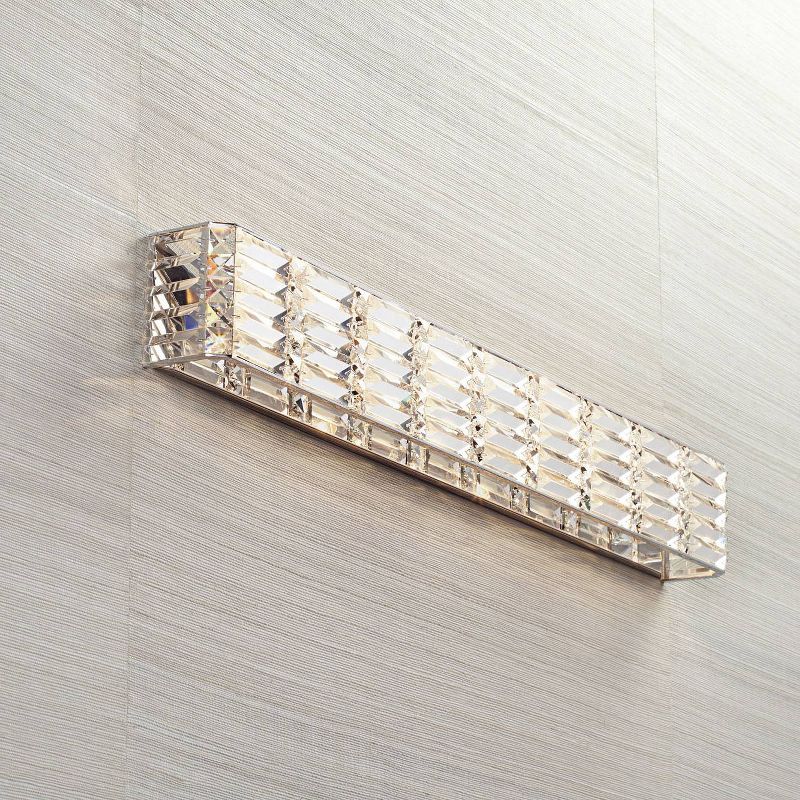 Possini Euro Design Vivienne Modern Wall Light Chrome Hardwire 35" Light Bar Fixture Clear Crystal for Bedroom Bathroom Vanity Reading Living Room, 2 of 8