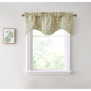 HLC.ME Paris Paisley Rod Pocket Short Scalloped Curtain Valance Basement, Bathroom, Kitchen and Small Windows - 1 of 4