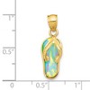 Black Bow Jewelry 14k Yellow Gold and Created White or Blue Opal Flip Flop Pendant, 8mm - 4 of 4