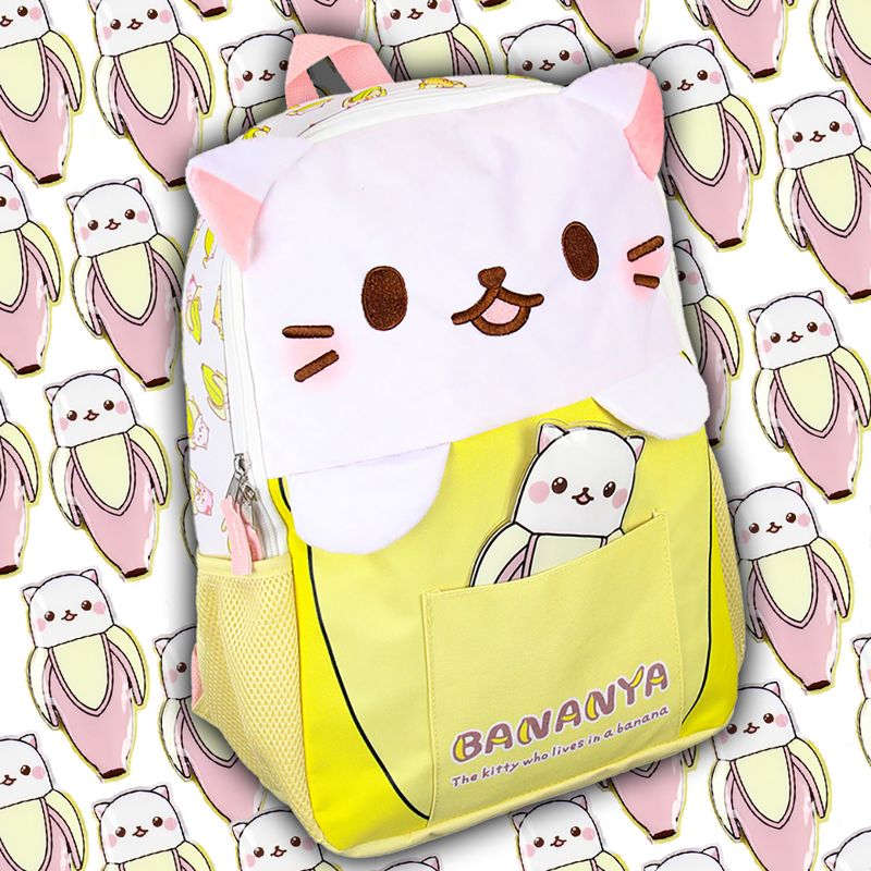 Crunchyroll Bananya Plush 3-D Cat Anime Cartoon 16" Backpack Multicoloured, 5 of 8