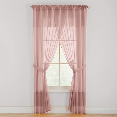 BrylaneHome BH Studio Sheer Voile 5 Piece One-Rod Curtain Set