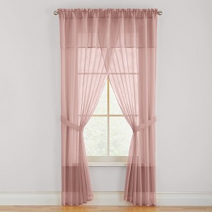 BrylaneHome BH Studio Sheer Voile 5 Piece One-Rod Curtain Set - 1 of 4