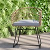 Emma and Oliver Three Piece All-Weather Rattan Rope Patio Set with Acacia Wood Top Side Table and Two Chairs with Cushions - 4 of 4