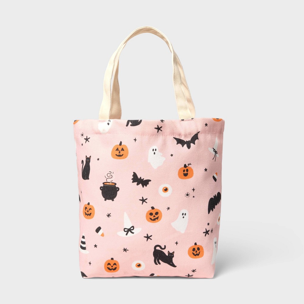Small Halloween Icon Canvas Tote Gift Bag Pink - Spritz™