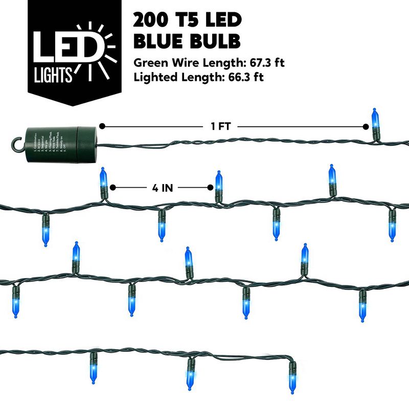 200-Count Blue Battery Operated String Lights, 4 of 8