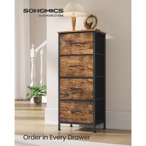 4-Drawer Fabric Dresser with Steel Frame, 66 lb Top Load Chest of Drawers, Multi-Use Storage Organizer, Rustic Brown and Ink Black - 1 of 4
