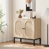 Modern Rattan Sideboard Buffet Cabinet, Wooden Storage Cabinet with Natural Rattan Doors & Metal Legs, Boho Accent Furniture. - 3 of 4
