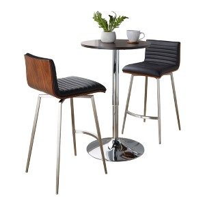 3-Piece Counter Height Dining Set with Adjustable Table and 2 Upholstered Chairs - 1 of 4