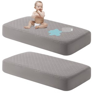 2 Pack Toddler Waterproof Crib Mattress Protectors, Quilted & Breathable Fitted Crib Pad Cover - NTBAY - 1 of 4