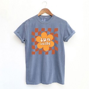Simply Sage Market Women's Sun Shine Checkered Short Sleeve Garment Dyed Tee - 1 of 3