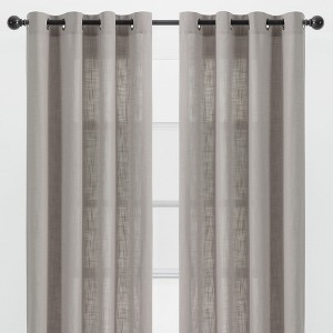 Chanasya 2pk Light Filtering Textured Grommet Semi Sheer Solid Window Curtain Panels - Set of 2 - 1 of 4