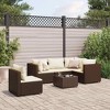 vidaXL Patio Lounge Set with Cushions Sectional Sofa Garden Backyard Poly Rattan - Brown and Cream 3x Corner 2x Middle Table - 2 of 4