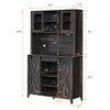 70 Inch Tall Wine Bar Cabinet,Modern Wood Fluted Design,Tall Sideboard Buffet with Sliding Barn Door - 2 of 4