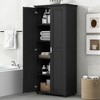 Akoasm 71.25 in. H MDF Double-Door Storage Cabinet with Adjustable Shelves for Bathroom & Office-Black - 2 of 4
