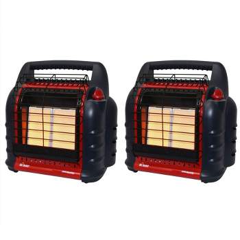 Mr. Heater Big Buddy 4,000 to 18,000 BTU 3 Setting Indoor Outdoor Portable LP Gas Heater Unit with Dual Tank Connection, Black/Red (2 Pack)