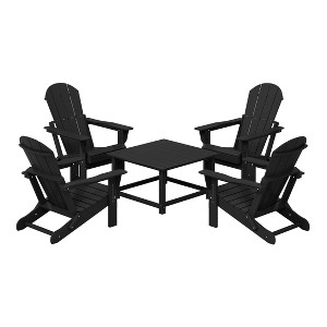 WestinTrends Malibu 5-Piece HDPE Adirondack Chair Outdoor Patio Square Table Conversation Set - 1 of 4