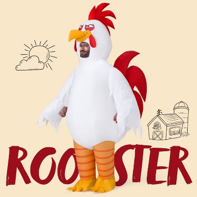 Joyfy Adults Halloween Inflatable Costumes Suit, Men White Chicken Blow-up Full Body Costumes for Cosplay Party, Funny Rooster (67-75inches）