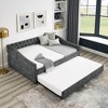 VYNXARIA Gray Full Daybed with Hidden Trundle: Tufted Luxury, Button - Back Elegance, and Waved Copper - Nail Arms - 2 of 4