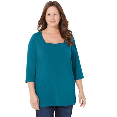 Catherines Women's Plus Size Ultra-Soft Square-Neck Tee
