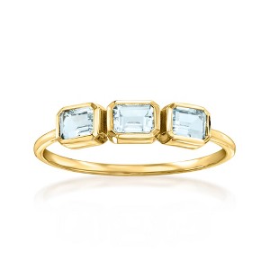 Pure Collection by Ross-Simons 0.70 ct. t.w. Aquamarine 3-Stone Ring in 14kt Yellow Gold - 1 of 4