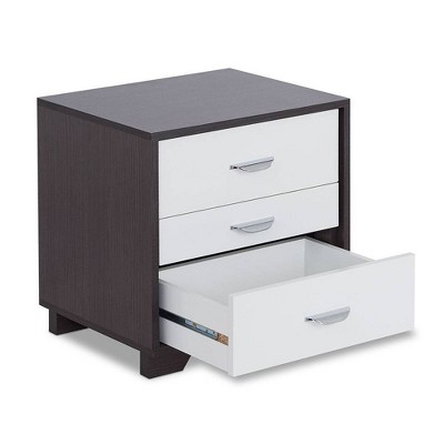 Eloy Modern Black and White 3-Drawer Nightstand