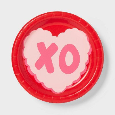 20ct 9" XO Valentine's Day Dinner Plates Red/Pink - Spritz™