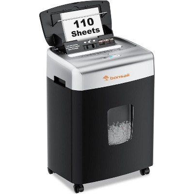 Bonsaii 110-Sheet Autofeed Shredder for Office, 30-min run, micro-cut, P-4 high security, 6-gallon bin, heavy-duty for home office use