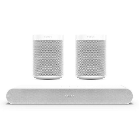 gullig Literacy nedsænket Sonos Surround Set With Ray Compact Soundbar (white) And Pair Of One Sl  Wireless Streaming Speaker (white) : Target