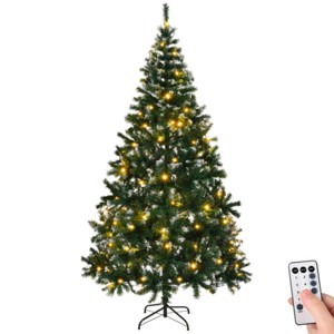 Syemin Artificial Trees 7 FT Snow Tipped Artificial Christmas Tree 1100 Branch Tips and Sturdy Metal Stand, Green Snow Tipped, Green, 40"*40"*84" - 1 of 4