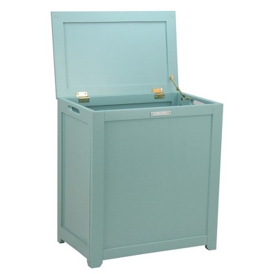 Turquoise MDF Wood Upright Laundry Hamper with Lid
