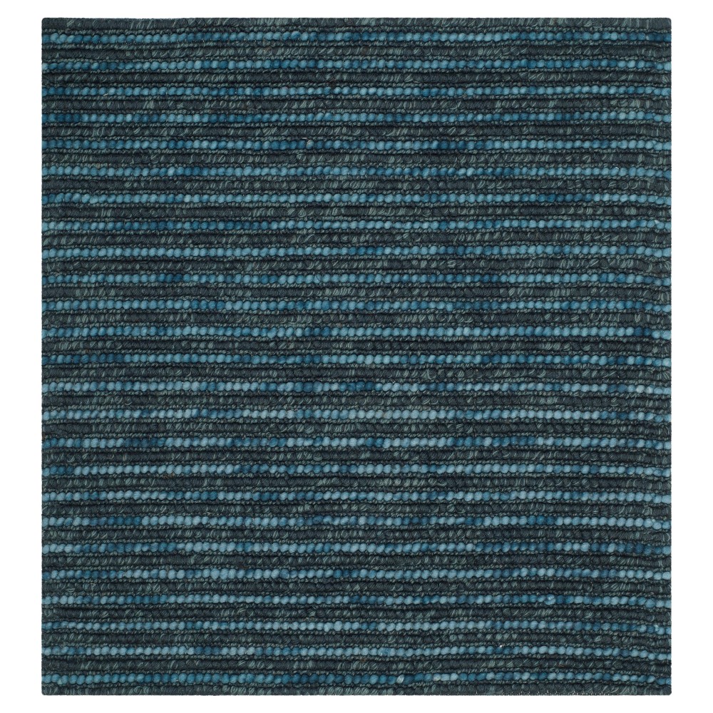 4'x4' Dark Blue Stripe Woven Square Accent Rug - Safavieh