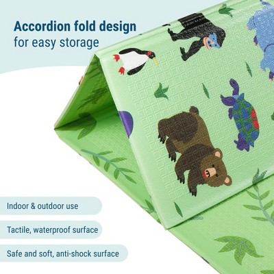 Large Green Foam Play Mat with Wild Animal Design