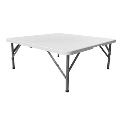 AZL1 Life Concept Folding Table Square Height Adjustable Easy Carry Handle HDPE Steel Legs No Assembly for Indoor Outdoor, White, 37"*21"*4"