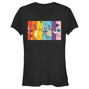 Juniors Womens Pokemon Character Box-up Rainbow T-Shirt - 1 of 4