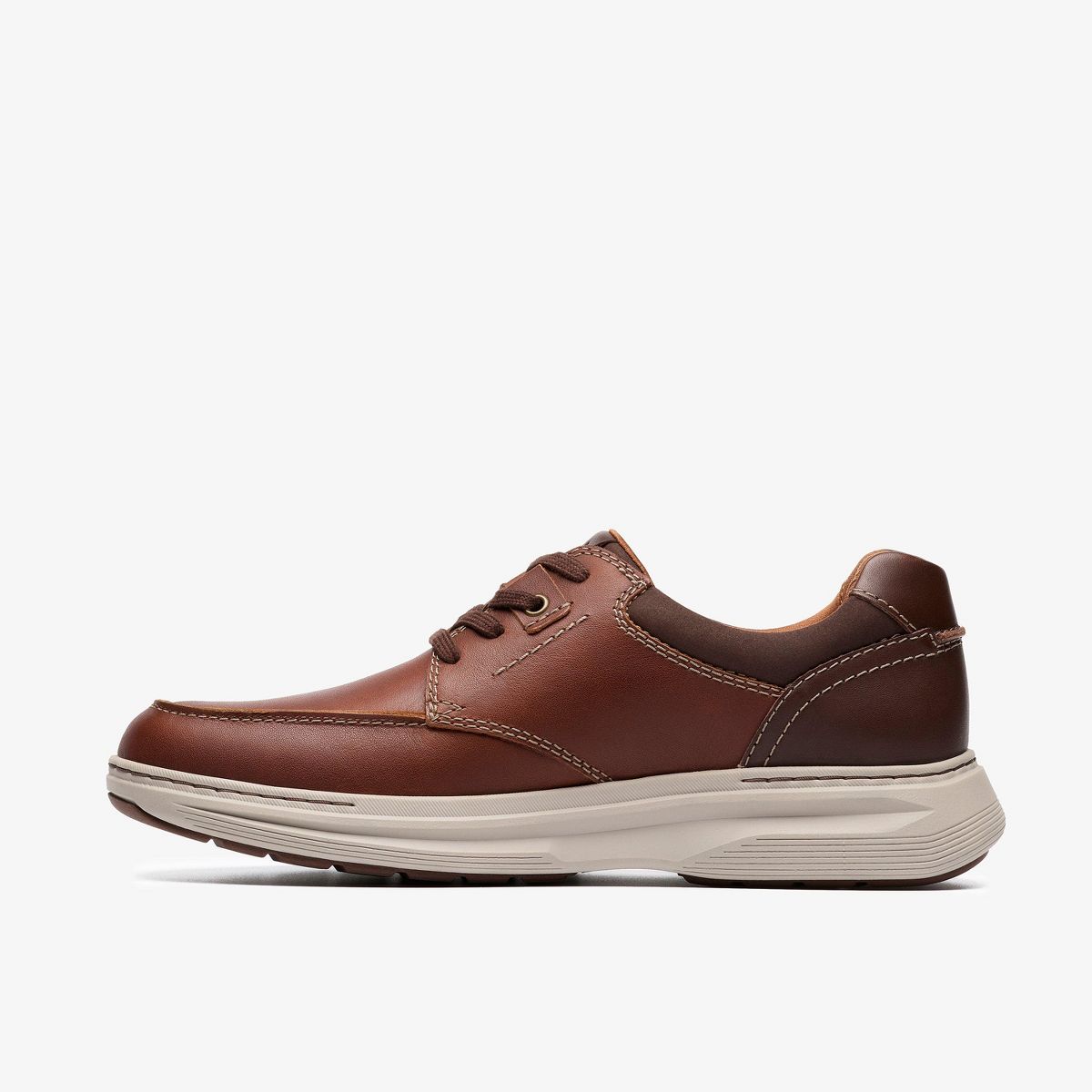 Clarks Mens Craftwell Moc Dark Tan Lea Shoes - thumbnail 2