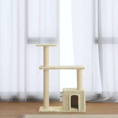 vidaXL Cat Tree Cream Engineered wood, plush, sisal