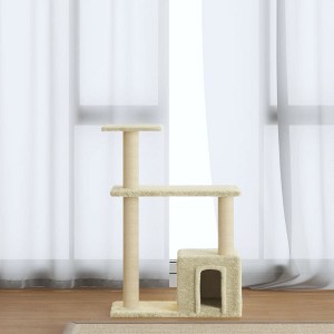 vidaXL Cat Tree Cream Engineered wood, plush, sisal - 1 of 4