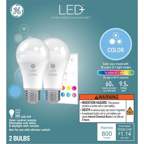 Ge 2pk Led+ Color Changing A19 Led Light Bulbs : Target