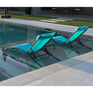 PURPLE LEAF Patio Chaise Lounge Set of 3 Outdoor Lounge Chair Beach Pool Sunbathing Lawn Lounger Recliner Chiar, Side Table Included - 1 of 4