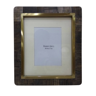 5" x 7" Scratched Bone with Brass Frame Gray - Opalhouse™