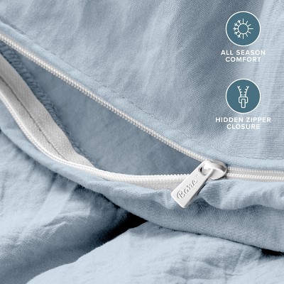 Dusty Blue Ultra-Soft Microfiber Queen Duvet Cover Set