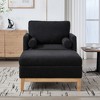 KWPZQEB Accent Chair w/ Storage Ottoman, Modern Boucle Armchair w/ Wood Legs, Reading Chair, Multi-Functional Footrest w/ Coffee Table for Living Room - 3 of 4