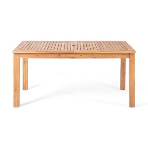 GDFStudio Zeila Outdoor Acacia Wood Expandable Dining Table with Umbrella Hole - 1 of 4