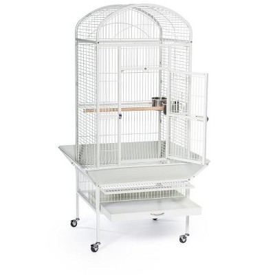 Chalk White Medium Dome Top Bird Cage with Wheels