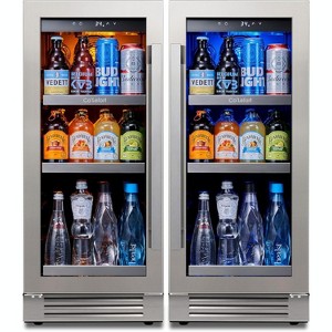Ca'Lefort Dual 15" Single Zone Beverage Refrigerator Cooler Combo - 30 Inch Beverage Fridge Glass Door Built-in or Freestanding for Home/Kitchen - 1 of 4