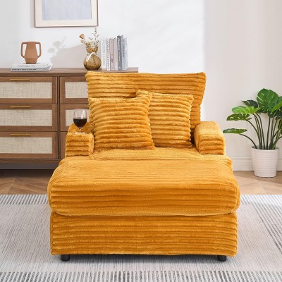 Sapphtopaz Modern Corduroy Accent Chair, Living Room Chairs with Ottoman Set, Lounge Chair with Cup Holder Modular Single Sofa for Living Room, Office